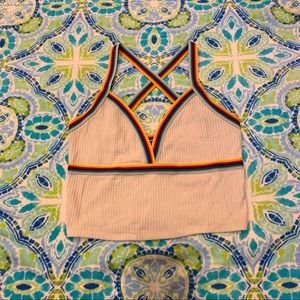 WHITE SOFT RAINBOW CROP TOP